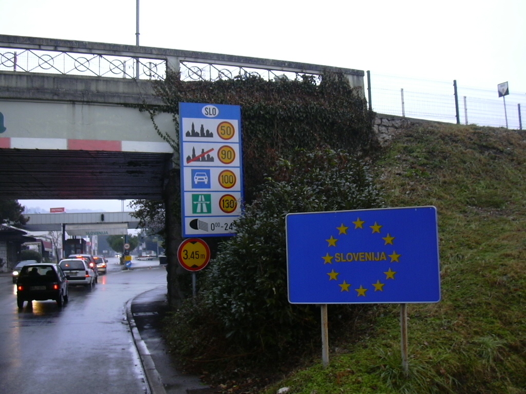 A border crossing between two European Union member states.