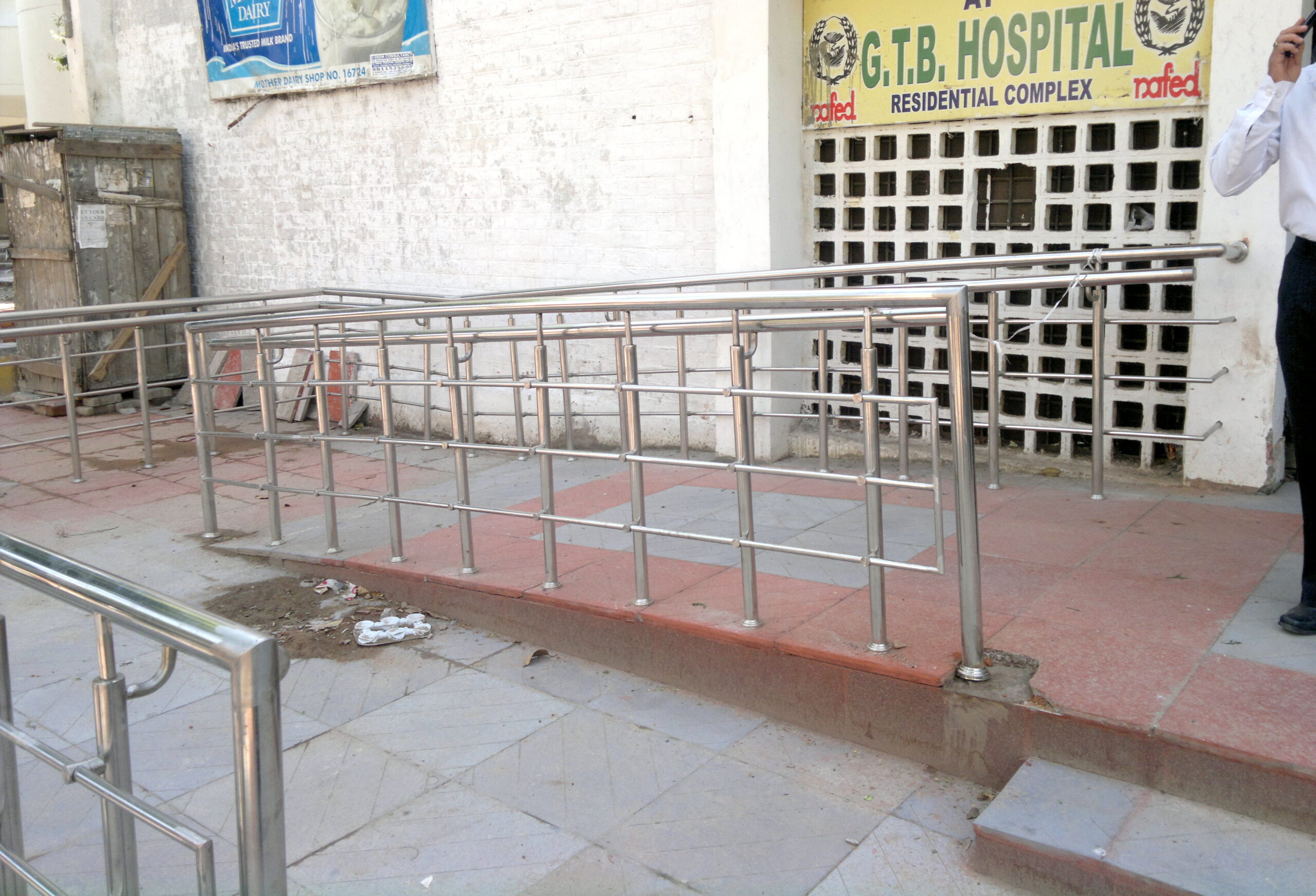 A wheelchair-accessible hospital entrance.