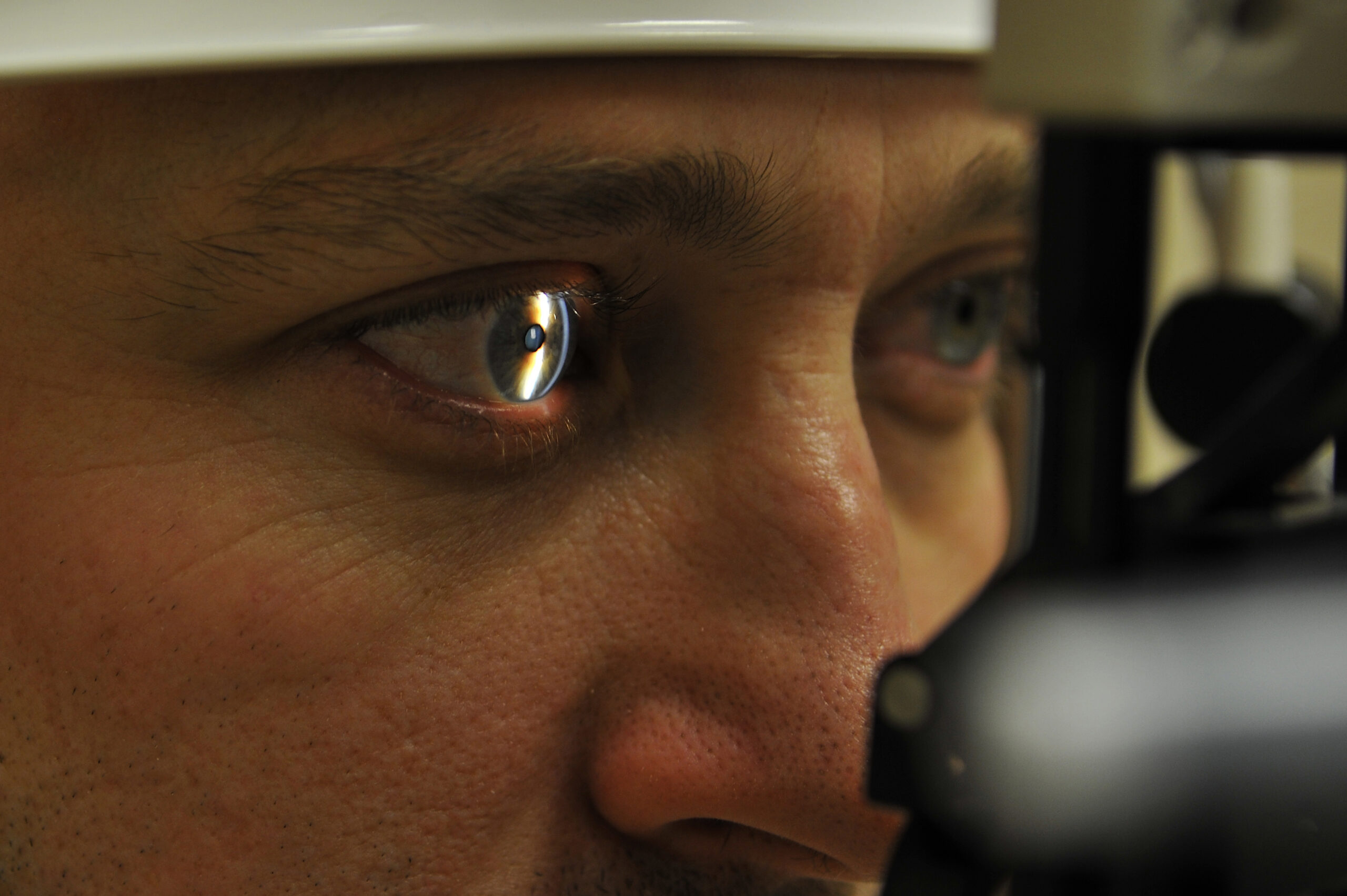 An eye examination in progress.
