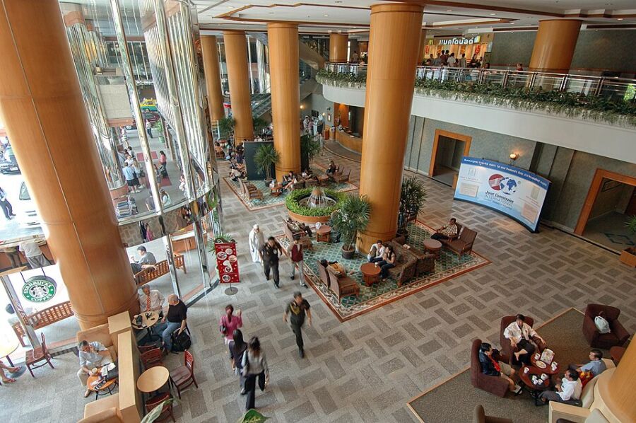 An interior public area of the hospital.