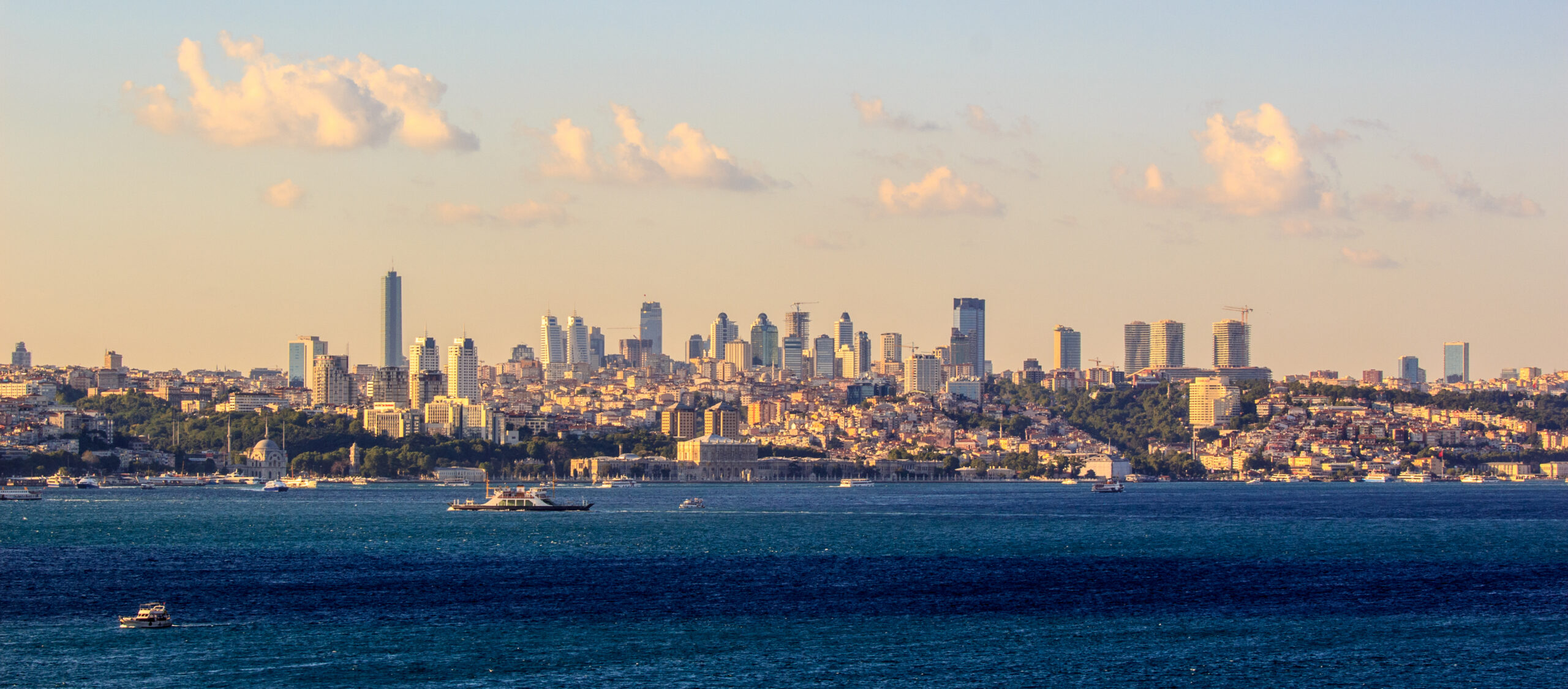 The skyline of Istanbul at sunset.