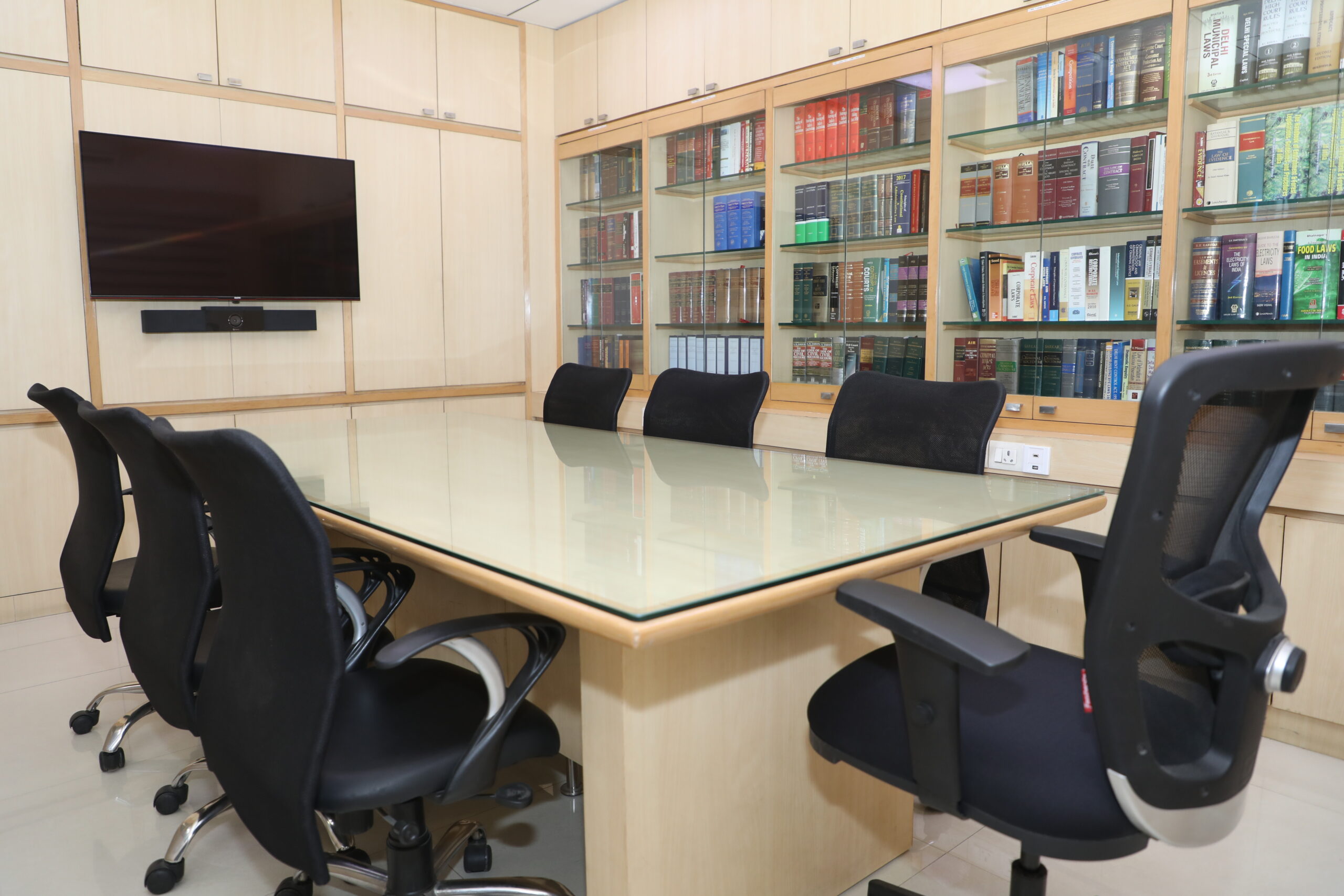 A meeting room laid out for a case conference