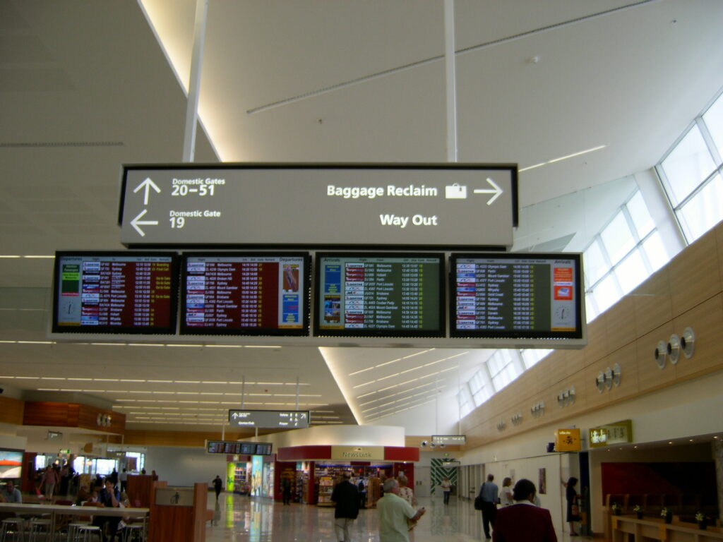 The departures concourse at Adelaide Airport Terminal One
