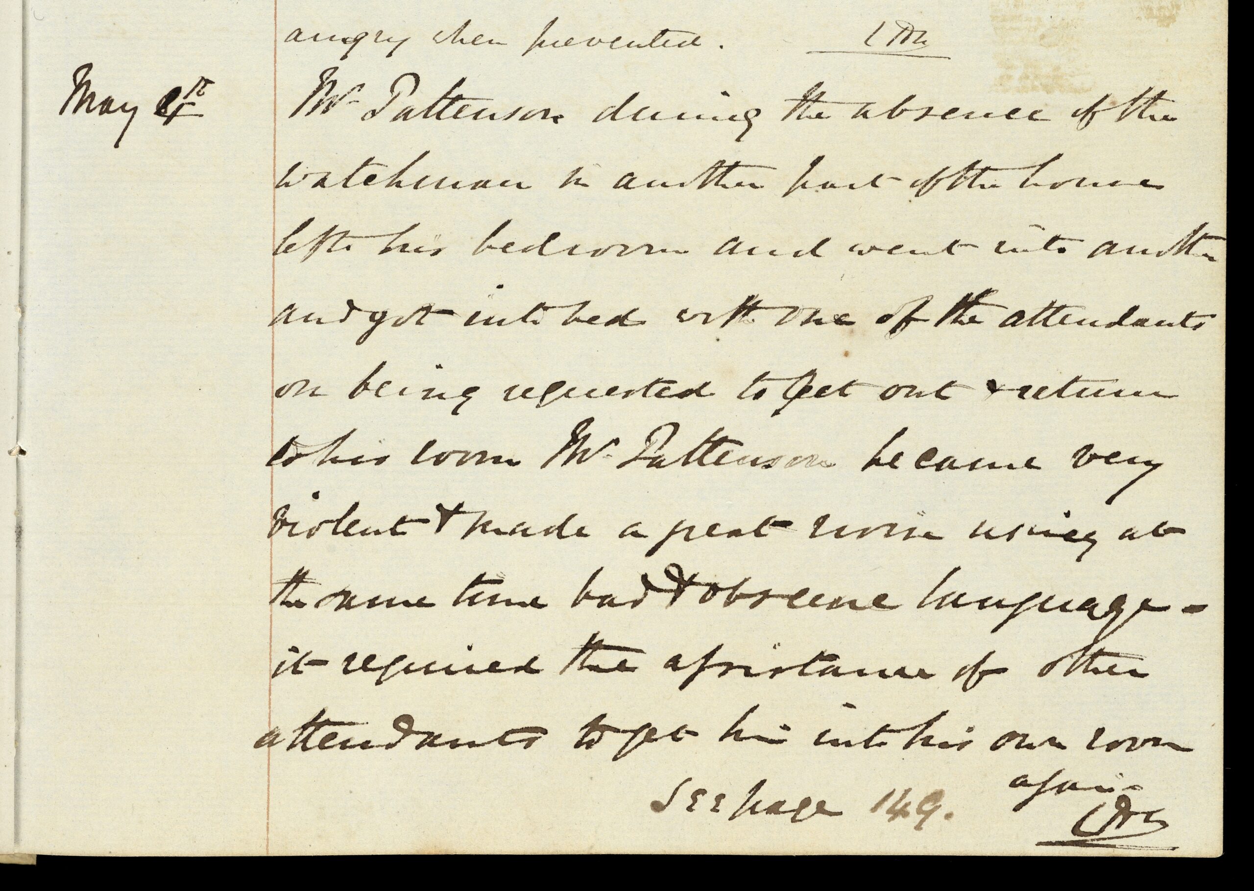 A handwritten page from a nineteenth-century clinical casebook
