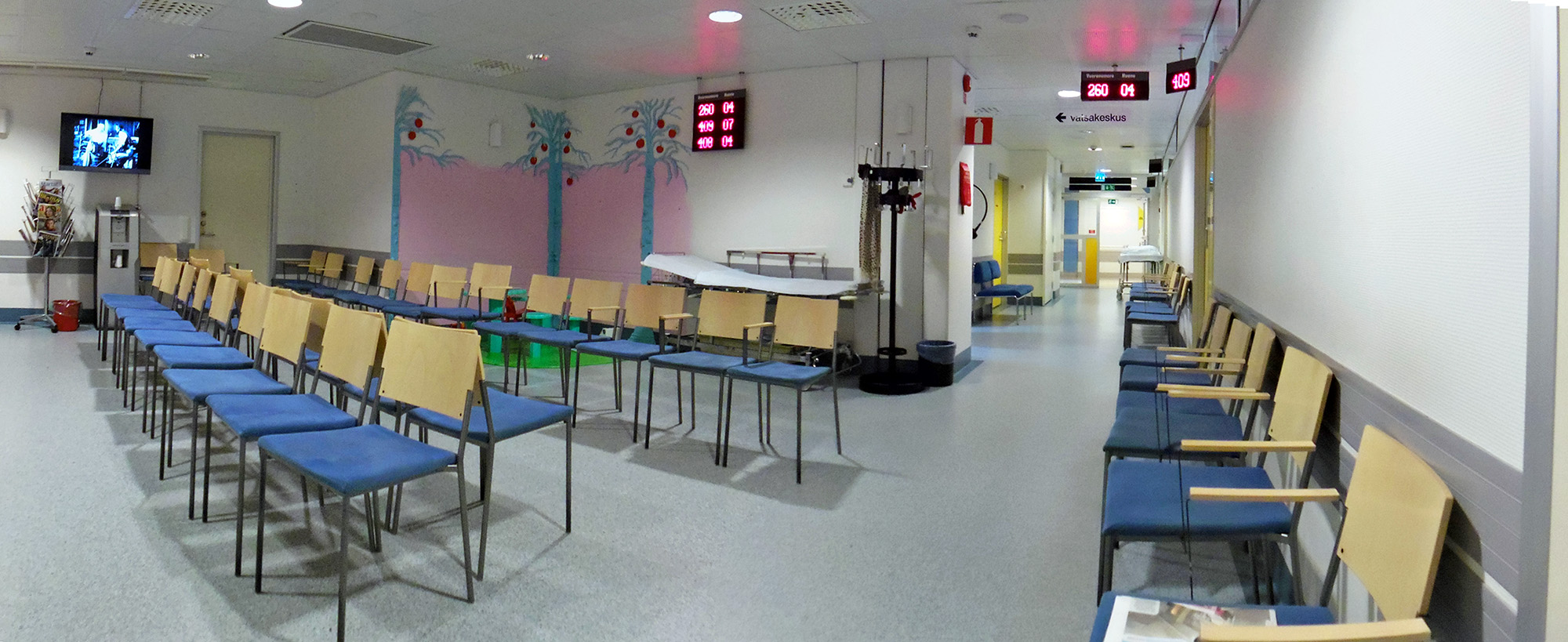 The waiting area of a hospital outpatient service