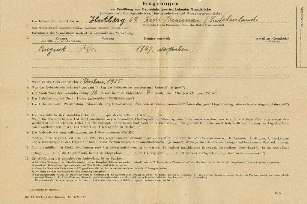 A printed claim questionnaire