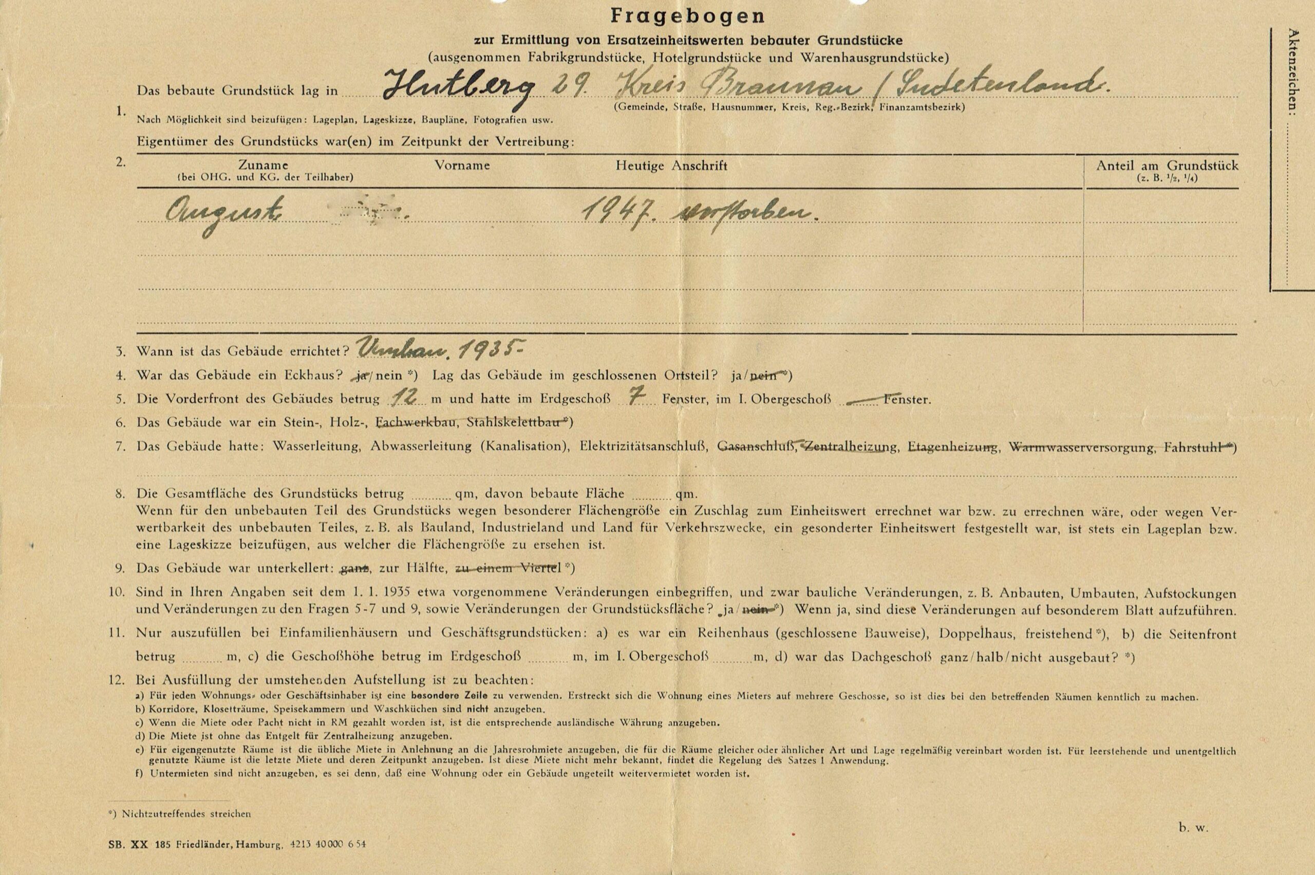 A printed claim questionnaire