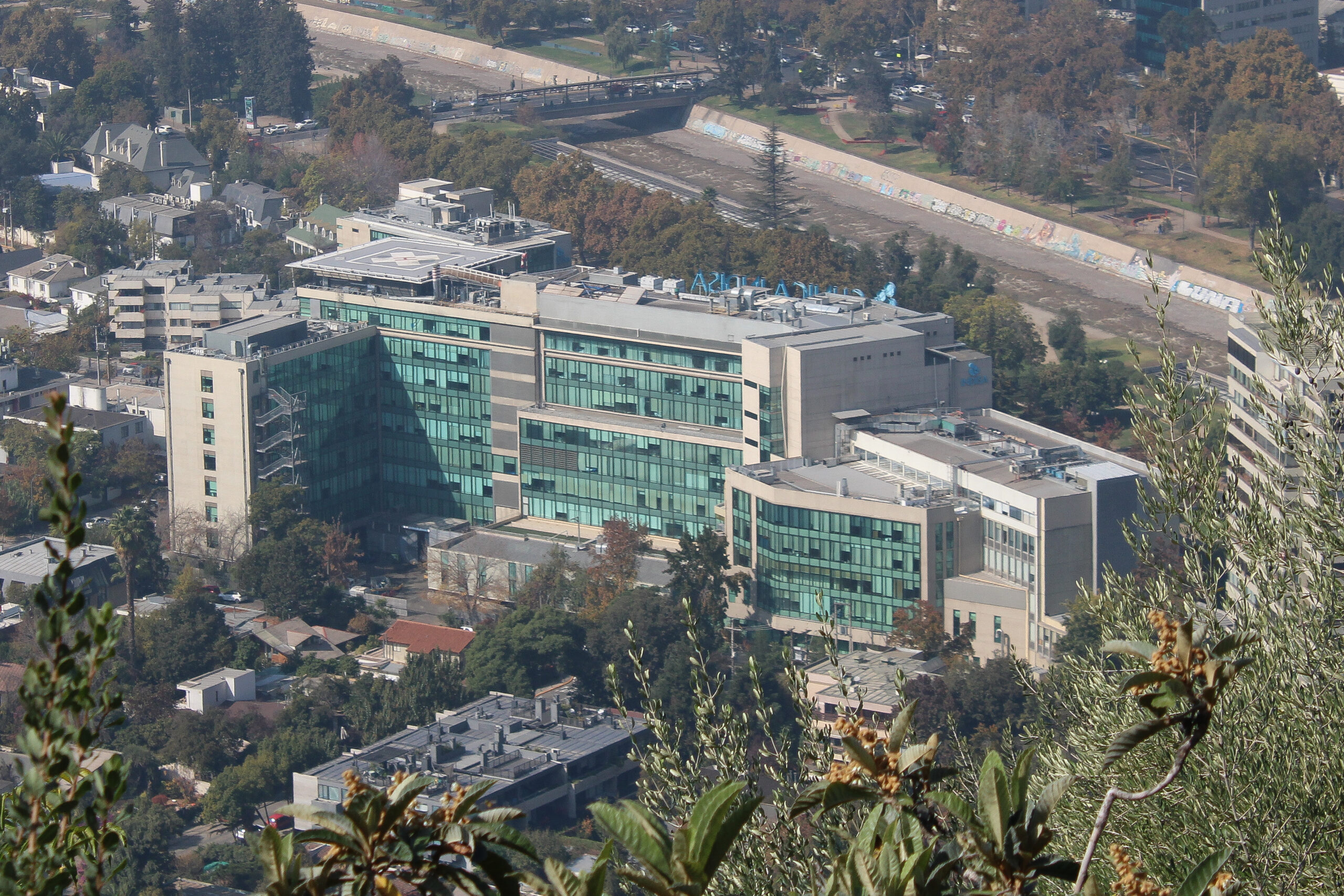 Aerial view of the Indisa clinic in Santiago, Chile