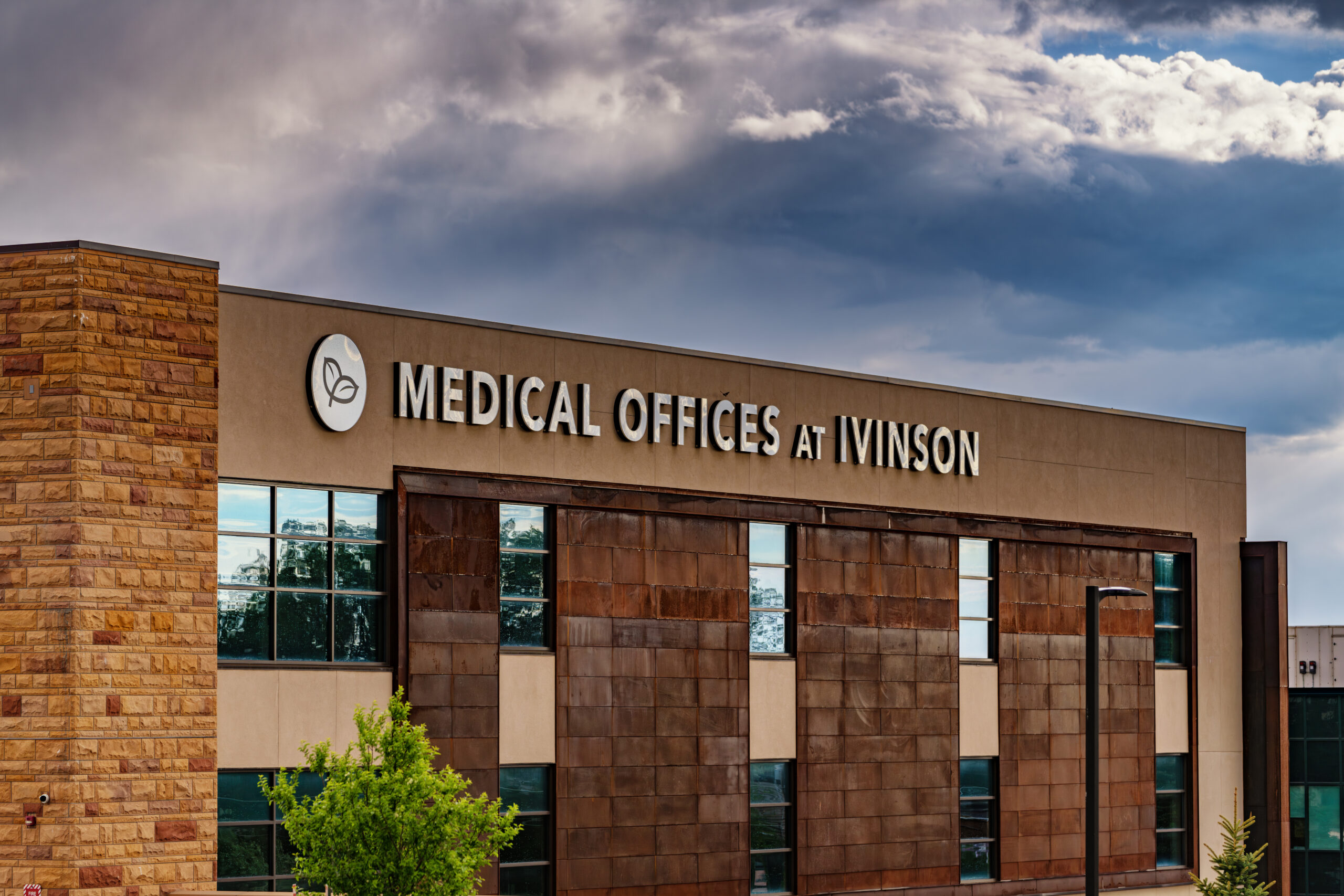 A medical offices building attached to a community hospital