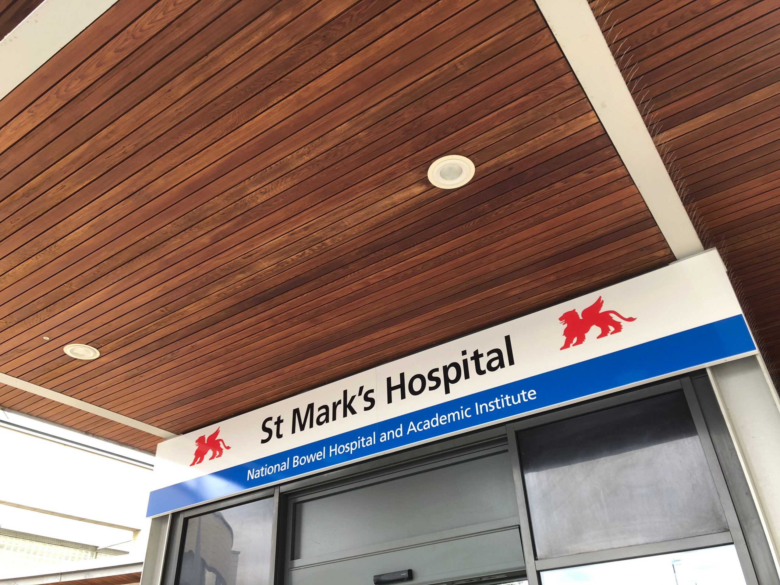 Entrance sign at St Mark's, the National Bowel Hospital, in London