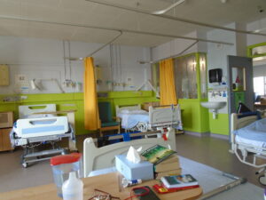 Empty beds in a hospital inpatient ward bay