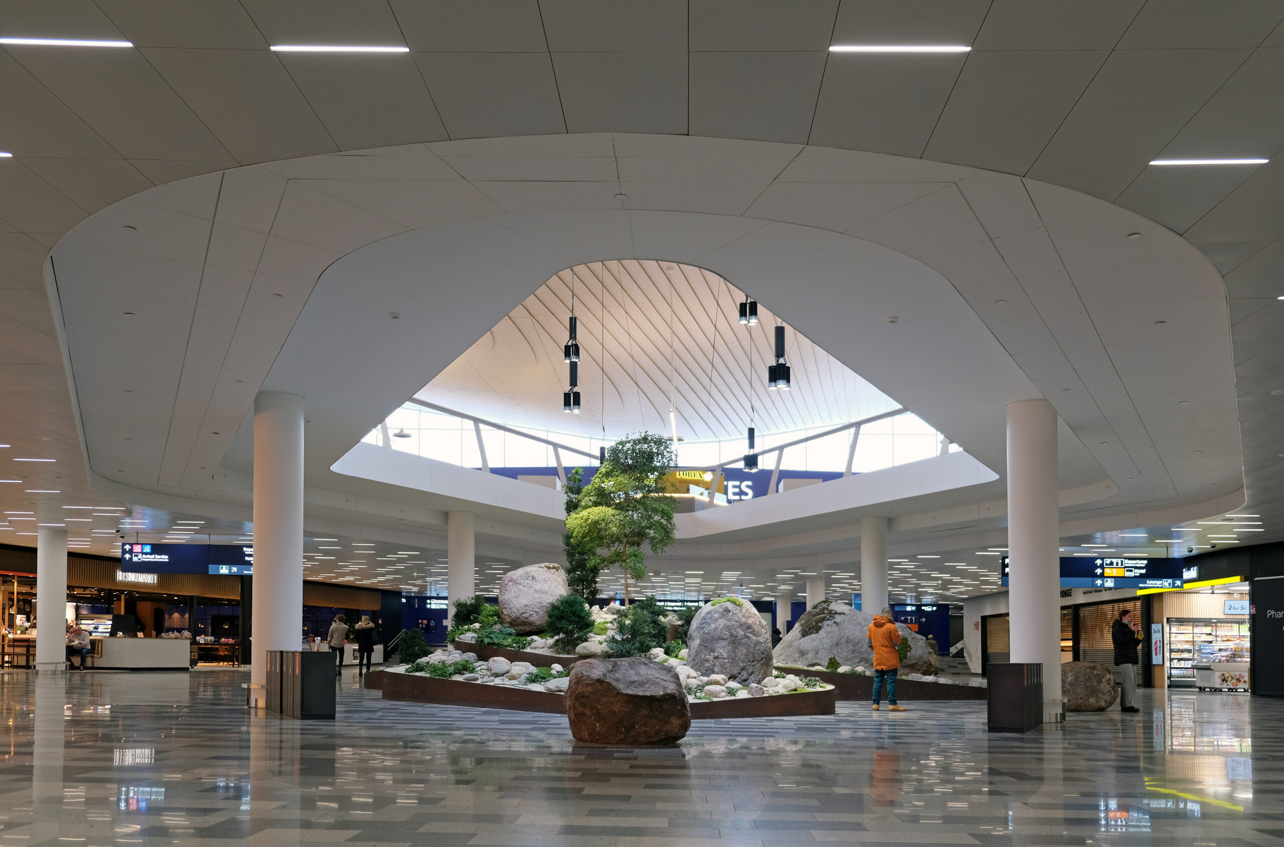 International departure hall at an airport terminal